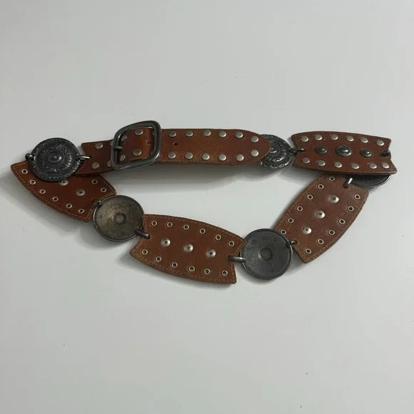 ETCETERA Red Women’s Adjustable Chain-Link leather Belt with bronze buckles. COACH VINTAGE RED LEATHER WOMEN main image 3